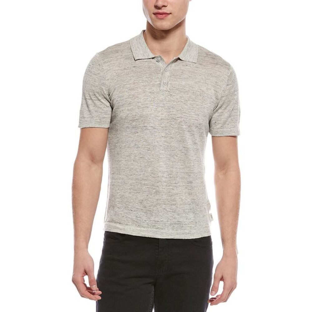 Onia Mens  Linen Polo Sweater, Gray
